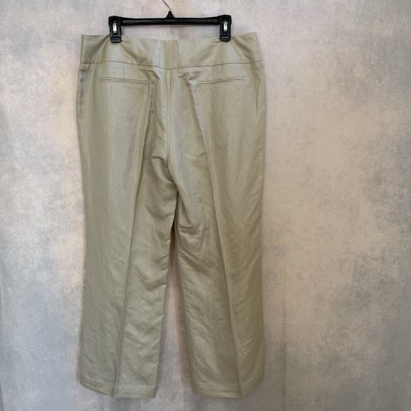 Sandro Sportswear Womens Wide Leg Pants Size 14 Shimmery Beige Linen Blend - Picture 6 of 13